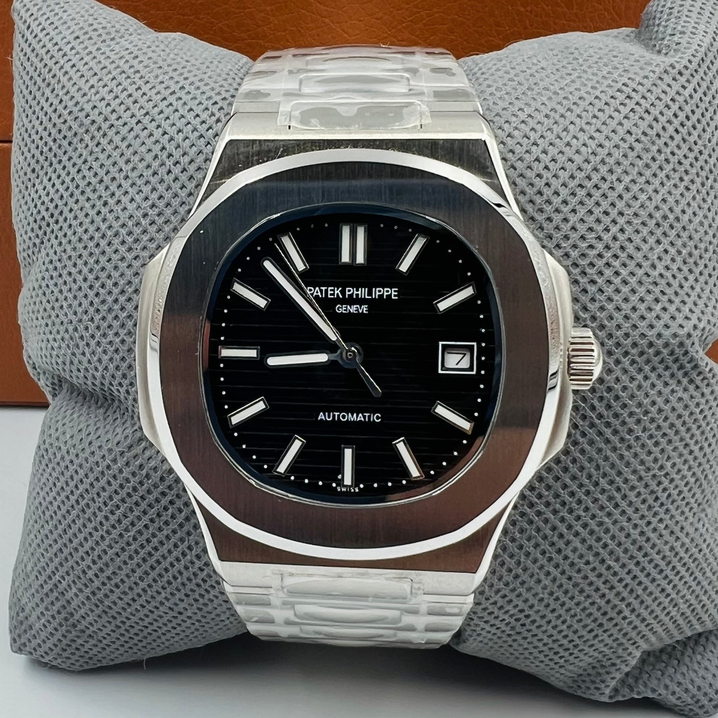 Patek Silver Black Automatic Watch