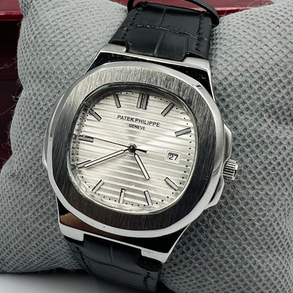 Patek Strap Silver White Watch