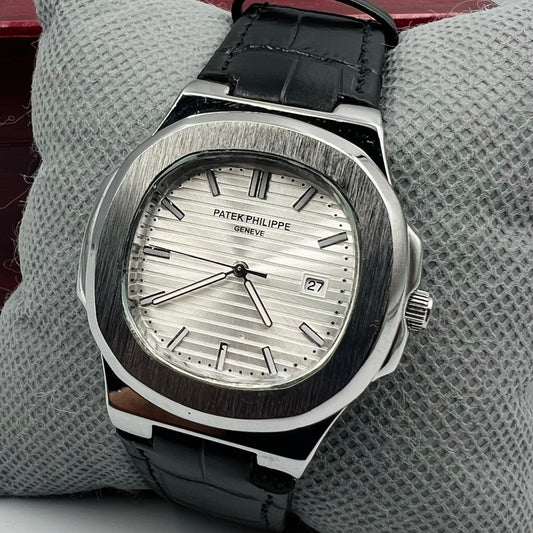Patek Strap Silver White Watch