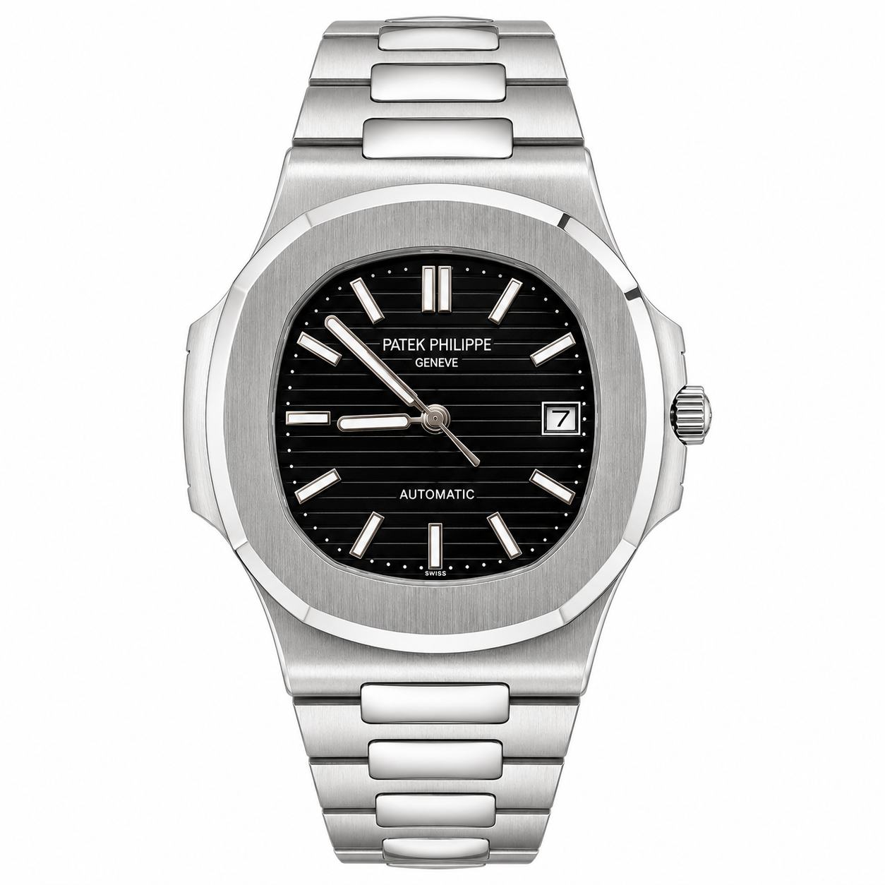 Master Patek Silver Black Automatic Watch