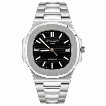 Master Patek Silver Black Automatic Watch