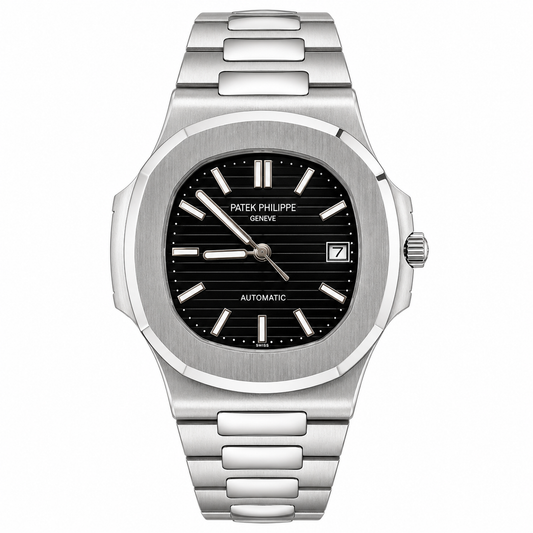 Patek Silver Black Automatic Watch