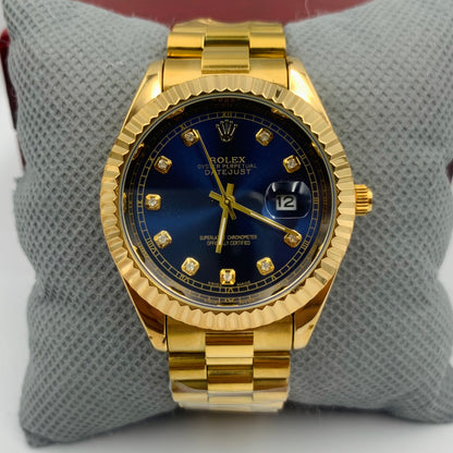 Rolx Simple Golden Blue Datejust Watch