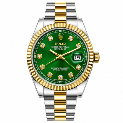 Rolx Datejust Twotone Green Watch