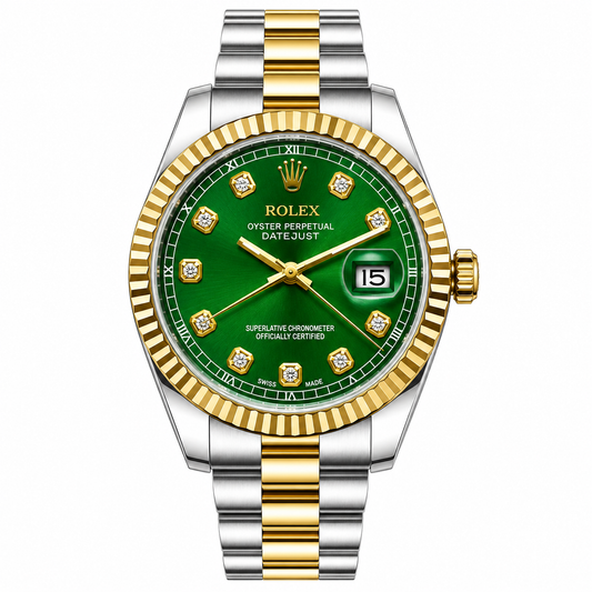Rolx Datejust Twotone Green Watch