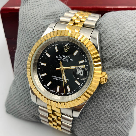 Rolx Black Twotone Datejust Watch