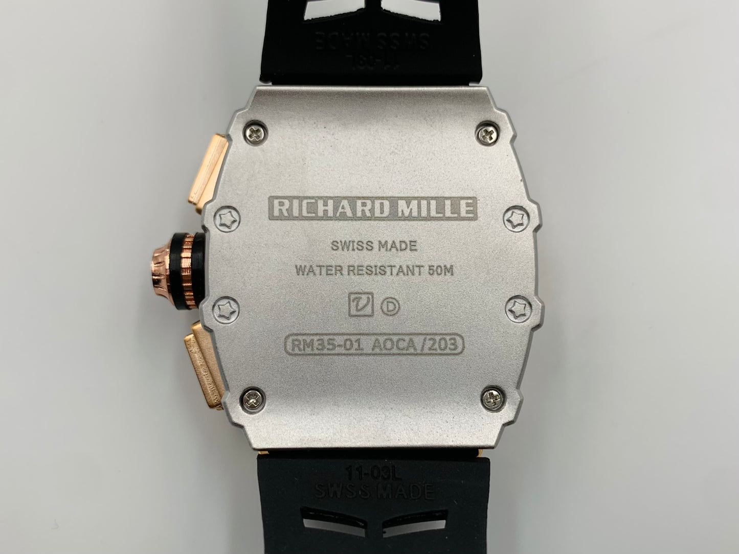Richard Mille Black Strap Golden  Dail Watch