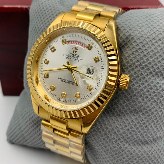 Rolx Golden White Full DayDate Watch