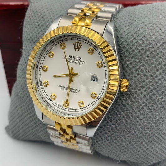 Rolx Twotone White Jublie Datejust Watch