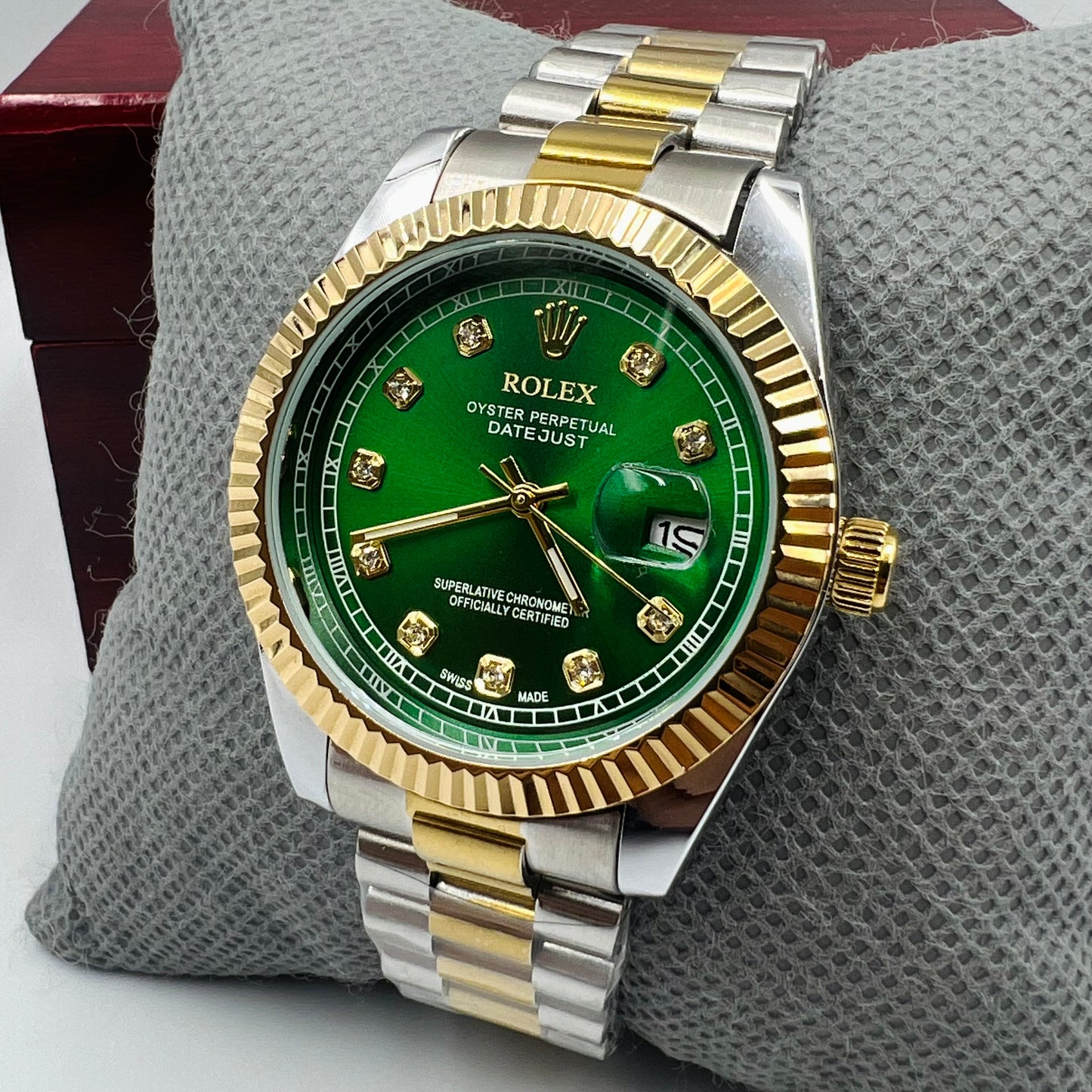 Rolx Datejust Twotone Green Watch