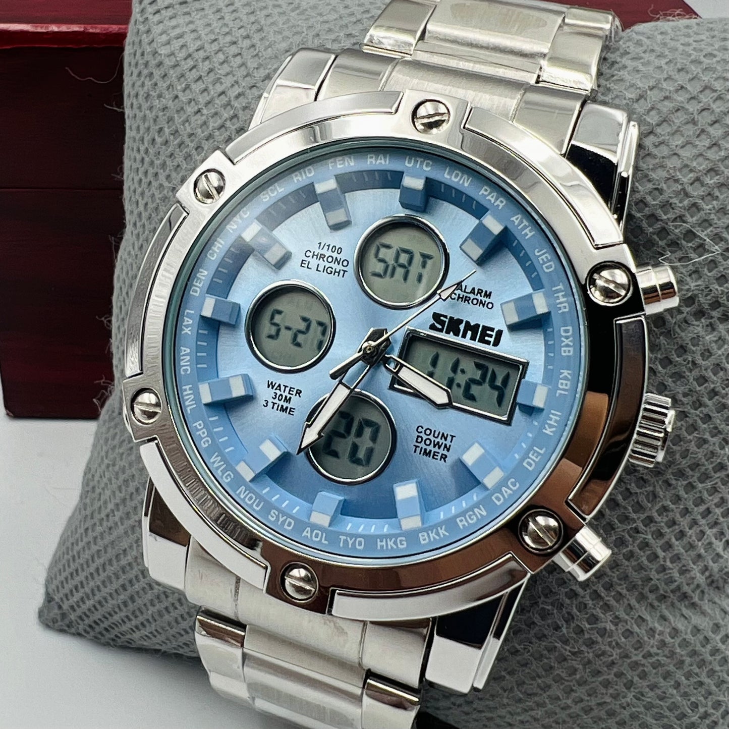 Skmei 2 Time Tiffny Full Silver Watch