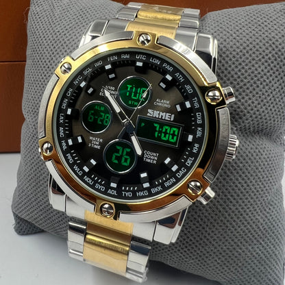 Original Skmei Twotone Golden Black Watch