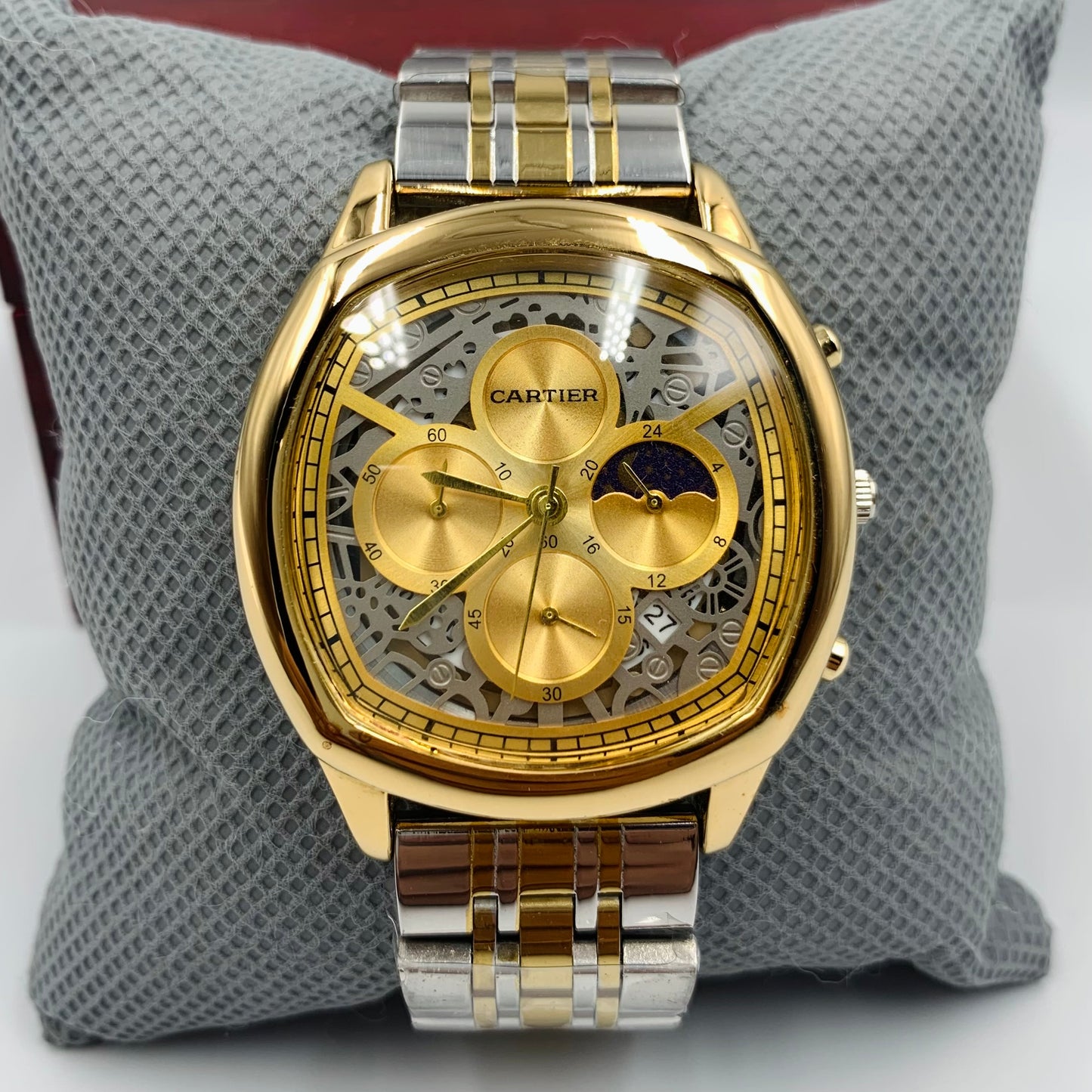 Cartier SunMoon Golden Dail Twotone Chain Watch