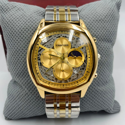 Cartier SunMoon Golden Dail Twotone Chain Watch