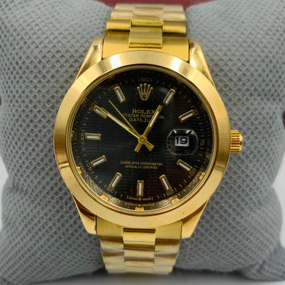 Rolx Milgauss Full Golden Black Datejust Watch