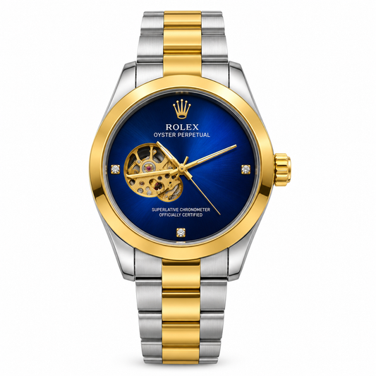 Rolx Blue Twotone Watch