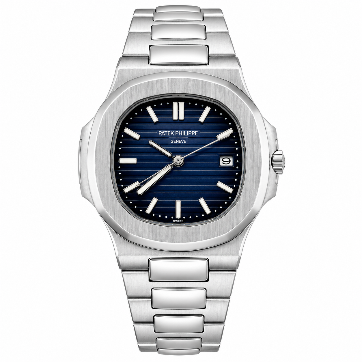 Patek Silver Blue Watch