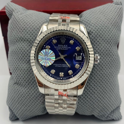 Blue Silver Datejust Watch