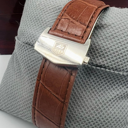 Tag Heuer Silver White Brown DayDate Watch