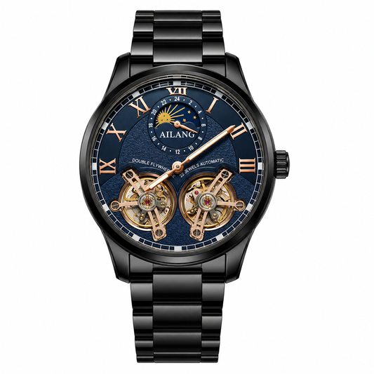 Master Ailang Original Double Tourbillon Automatic Black Blue Watch