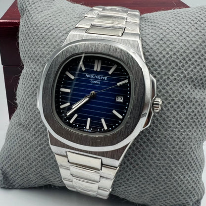 Patek Silver Blue Watch