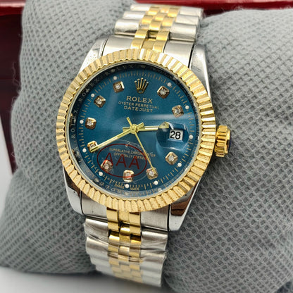 Rolx Blue Twotone Small Auto Datejust Watch