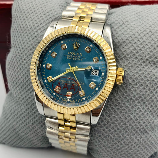 Rolx Blue Twotone Small Auto Datejust Watch