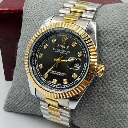 Rolx Datejust Twotone Black Watch