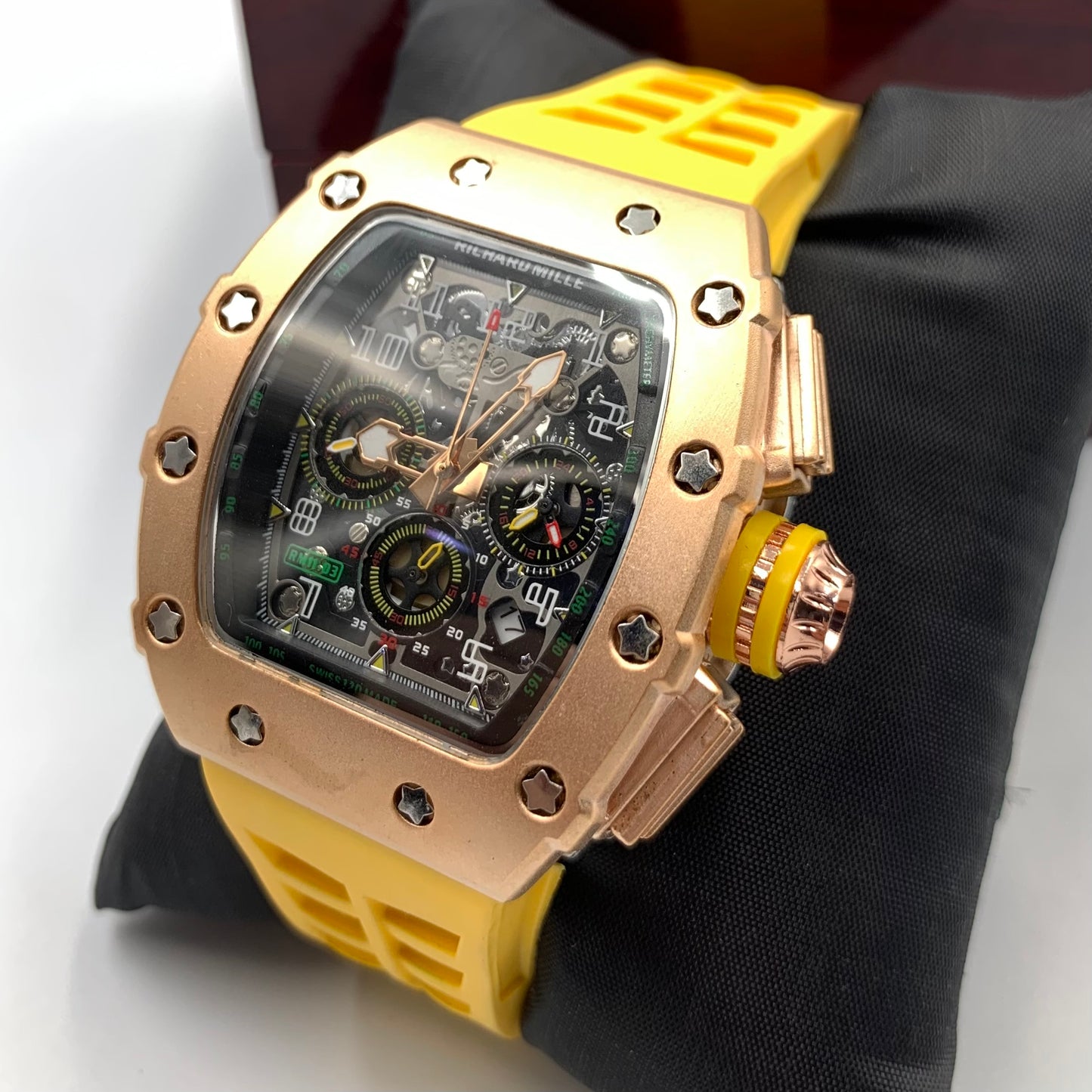 Richard Mille Yellow Strap Golden Dail Watch
