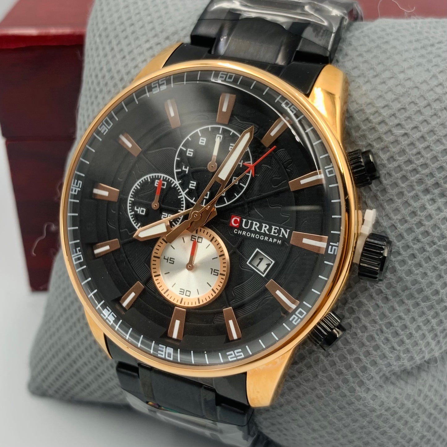 Curren Black Twotone Chronograph Working Watch