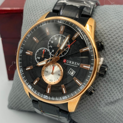 Curren Black Twotone Chronograph Working Watch