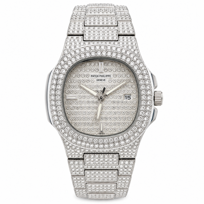 Patek Stones Silver Watch