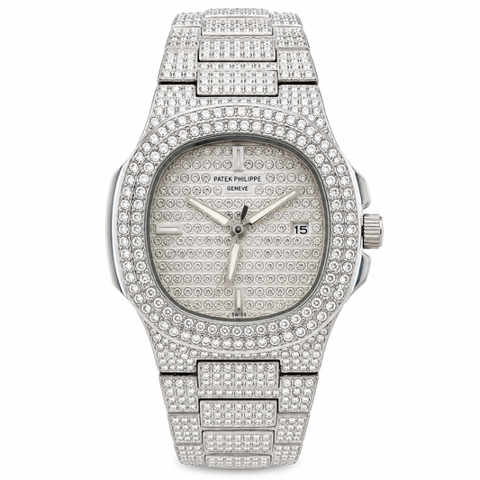 Patek Stones Silver Watch