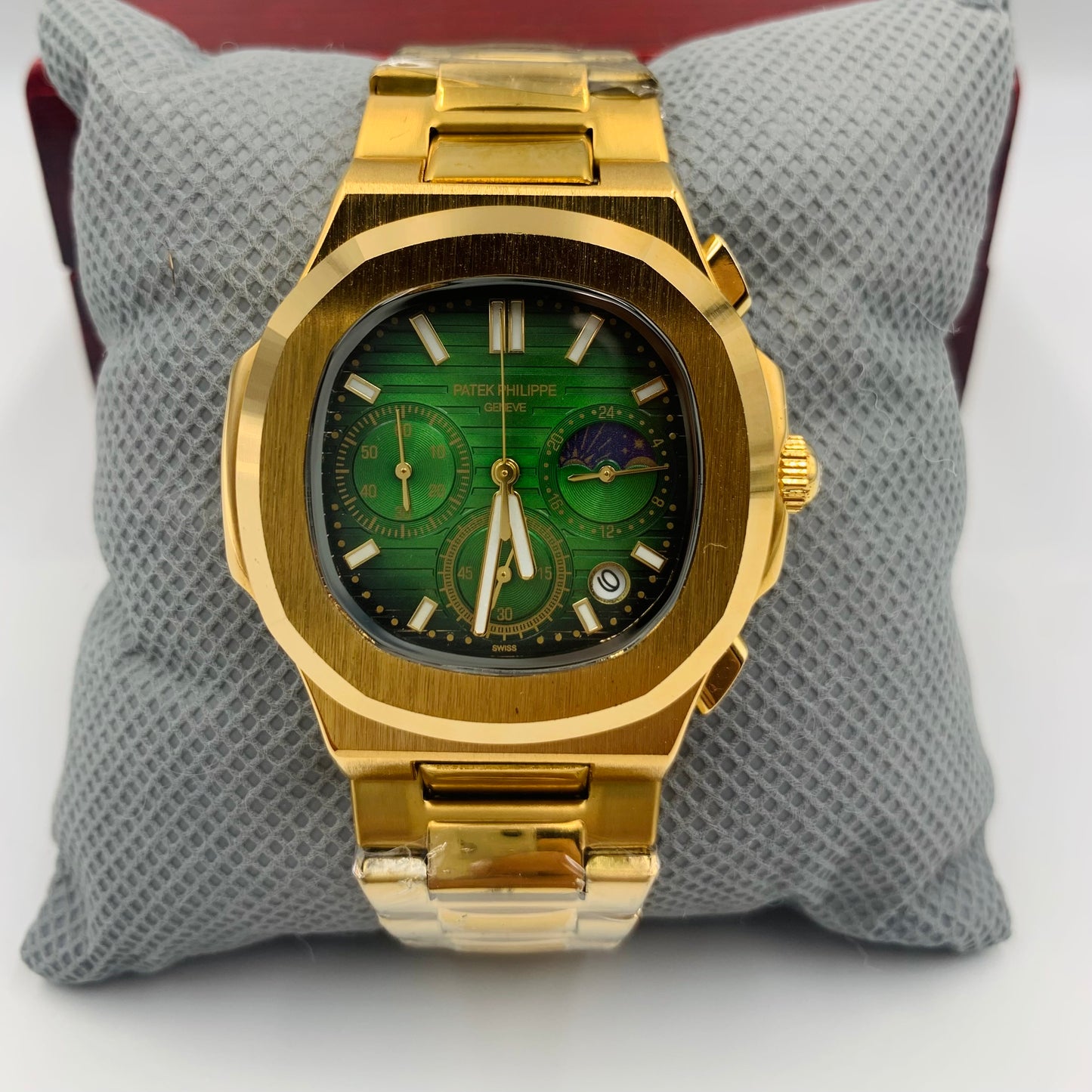 PP Full Golden Strap Green Dail Watch