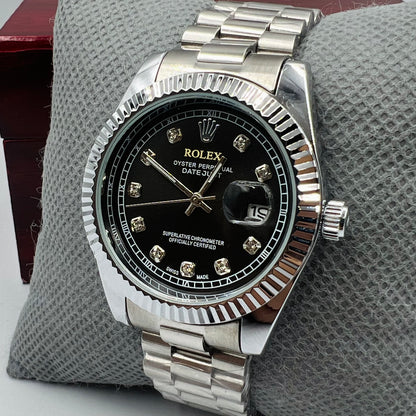 Rolx Datejust Silver Black Watch