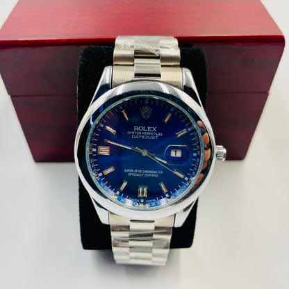 Silver Blue Oyster Watch