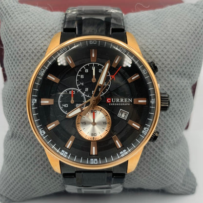 Curren Black Twotone Chronograph Working Watch
