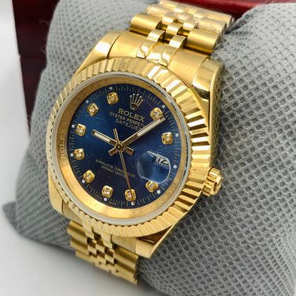 Rolx Golden Blue Datejust Watch