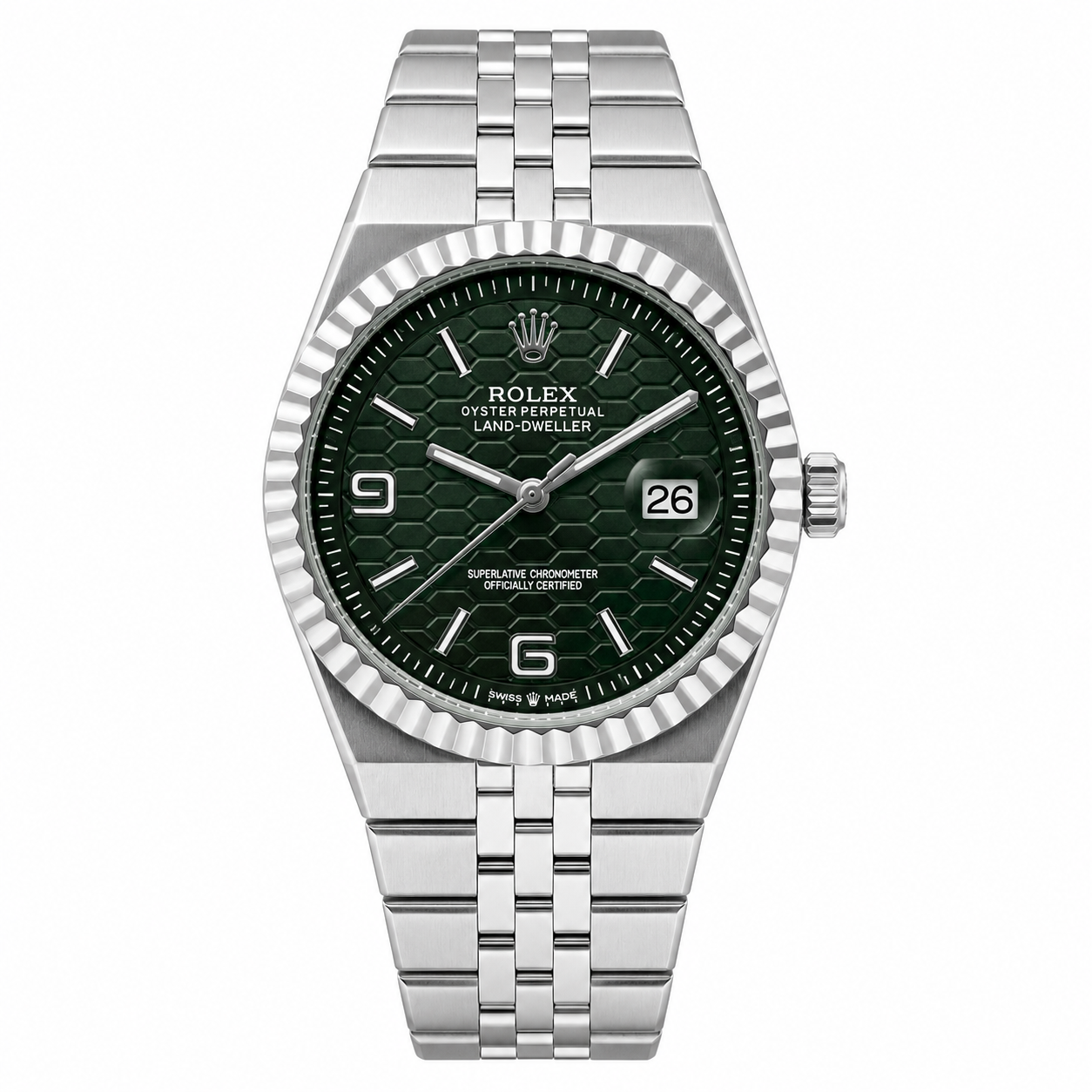 Rolx Landweller New Silver Green Watch