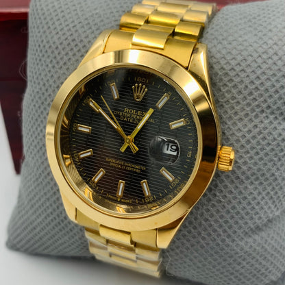 Rolx Milgauss Full Golden Black Datejust Watch