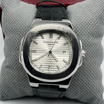 Patek Strap Silver White Watch