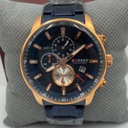 Curren Twotone Blue Chronograph Working Watch