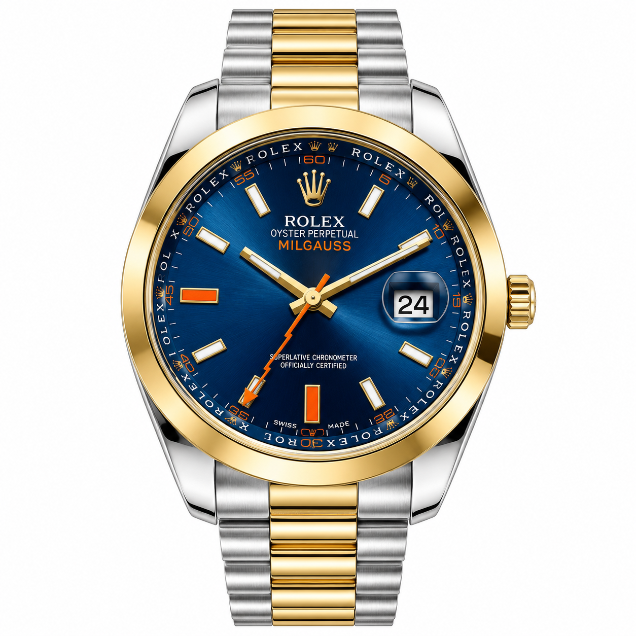 Rolx Twotone Blue Milgauss Watch