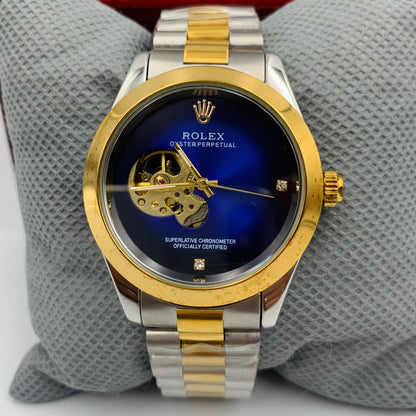 Rolx Blue Twotone Watch
