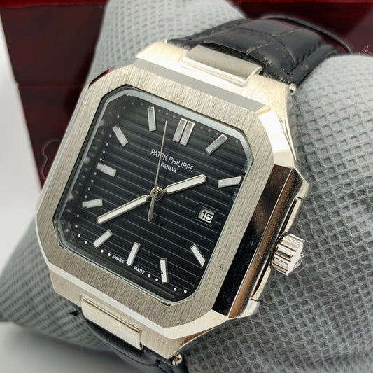 Patek Geneve Black Dail Black Strap Watch
