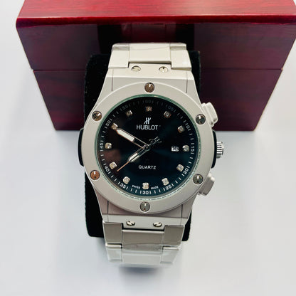 Hub Silver Black Watch