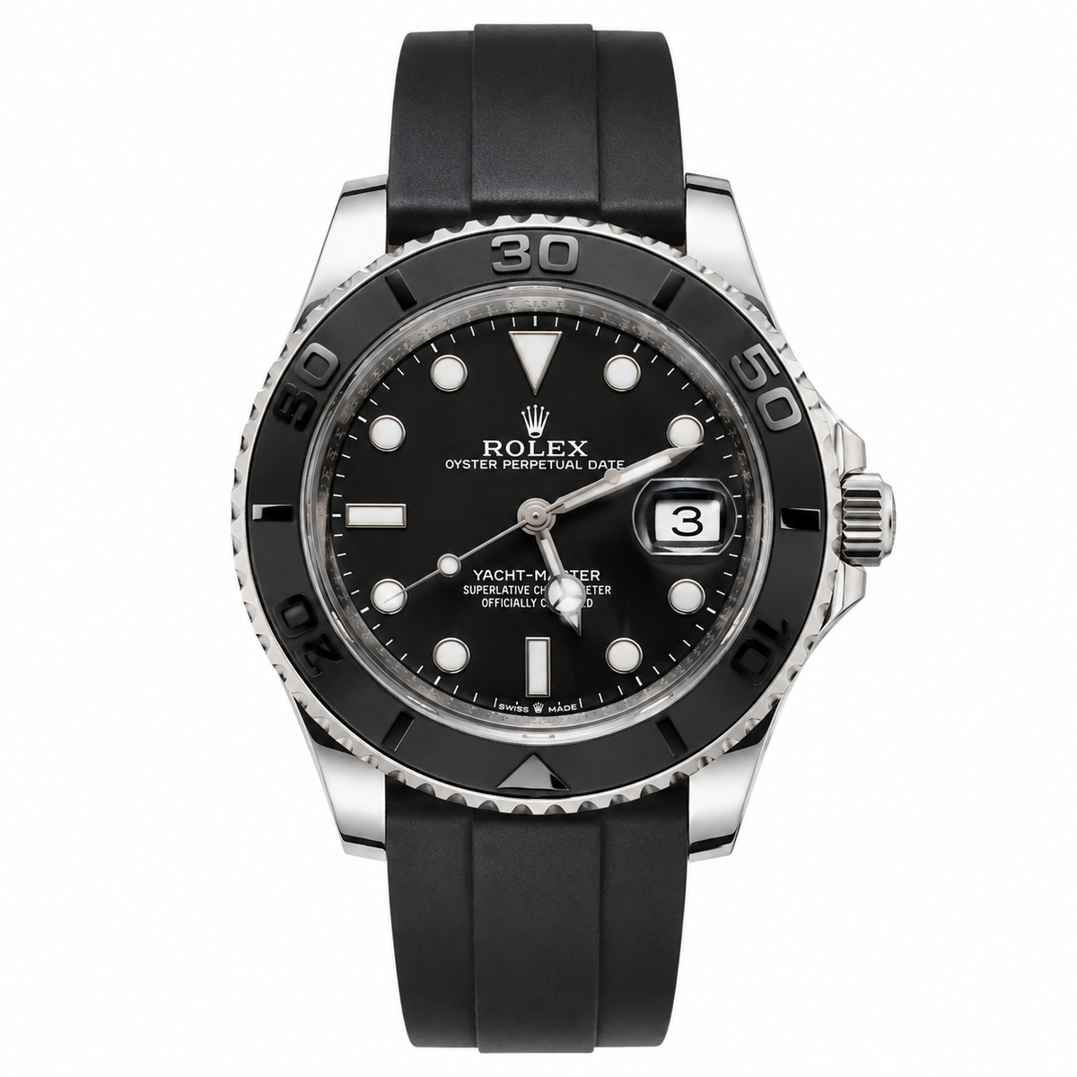 Master Rolx YachtMaster Silver Black Automatic Watch