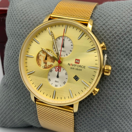 Naviforce Chrono Golden Watch