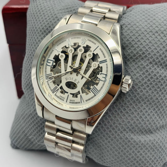 Rolx White Dail Automatic Watch