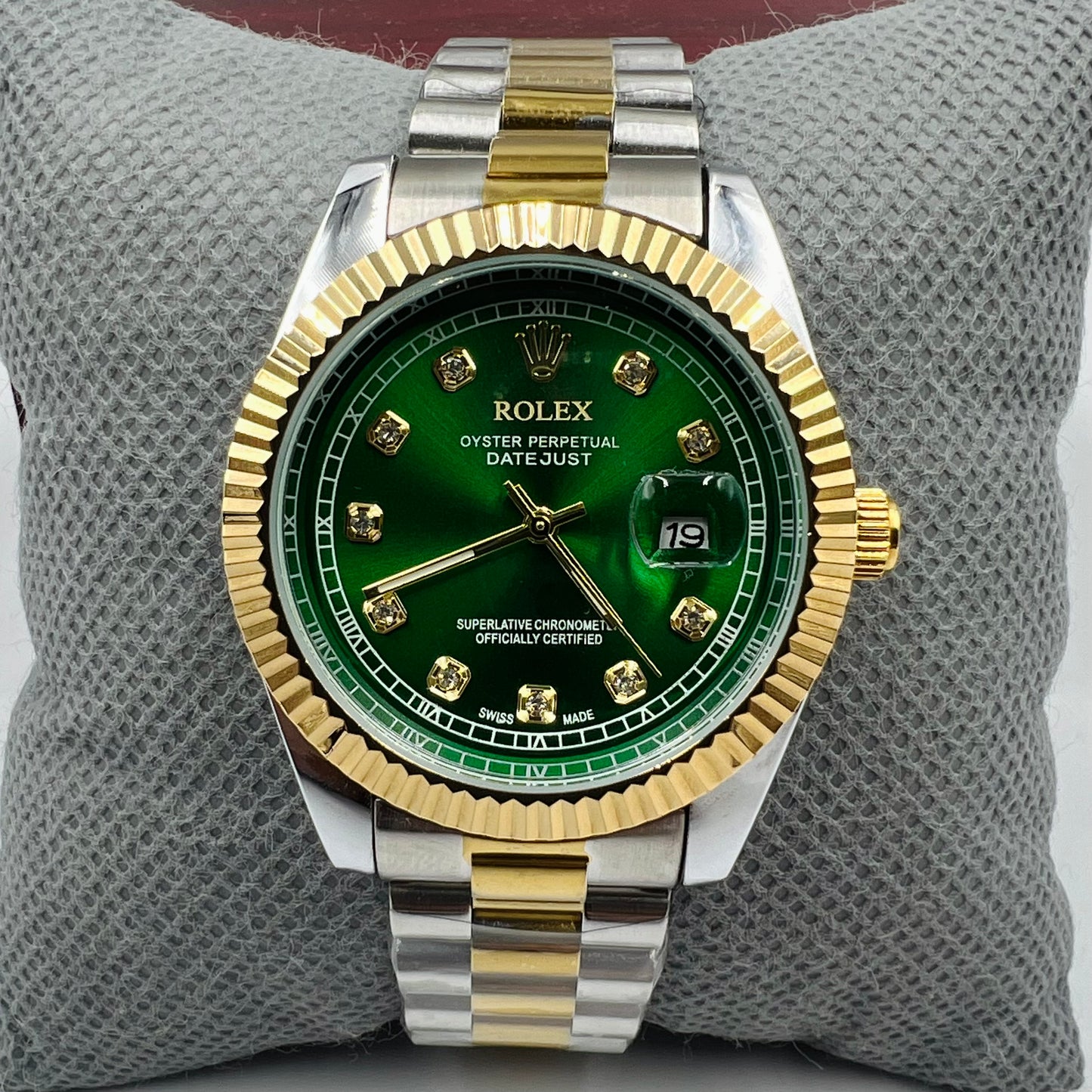 Rolx Datejust Twotone Green Watch